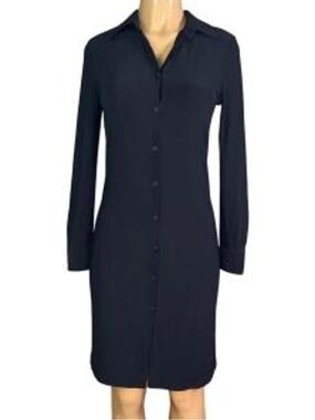 Norma Kamali Black Long Button-Front Dress M
